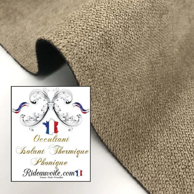 Tissu beige éditeur ameublement textile isolant thermique phonique au mètre rideau