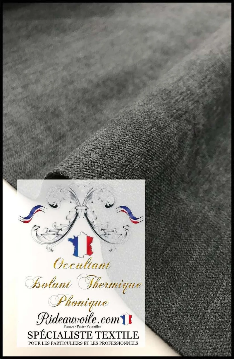 Rideauvoile Tissu gris ameublement isolant thermique phonique au mètre rideau