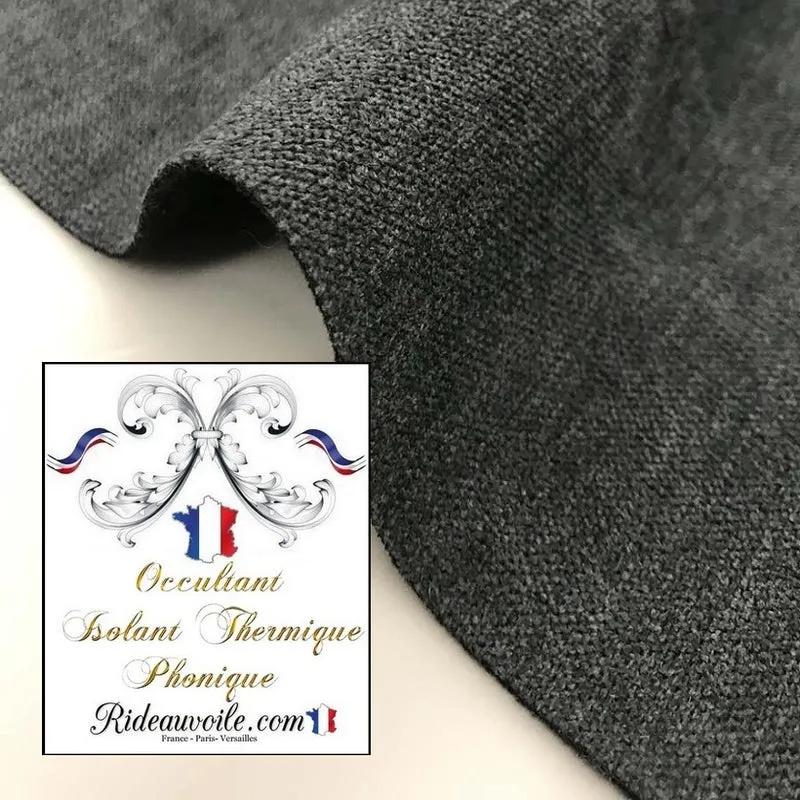 Rideauvoile Tissu gris ameublement isolant thermique phonique au mètre rideau