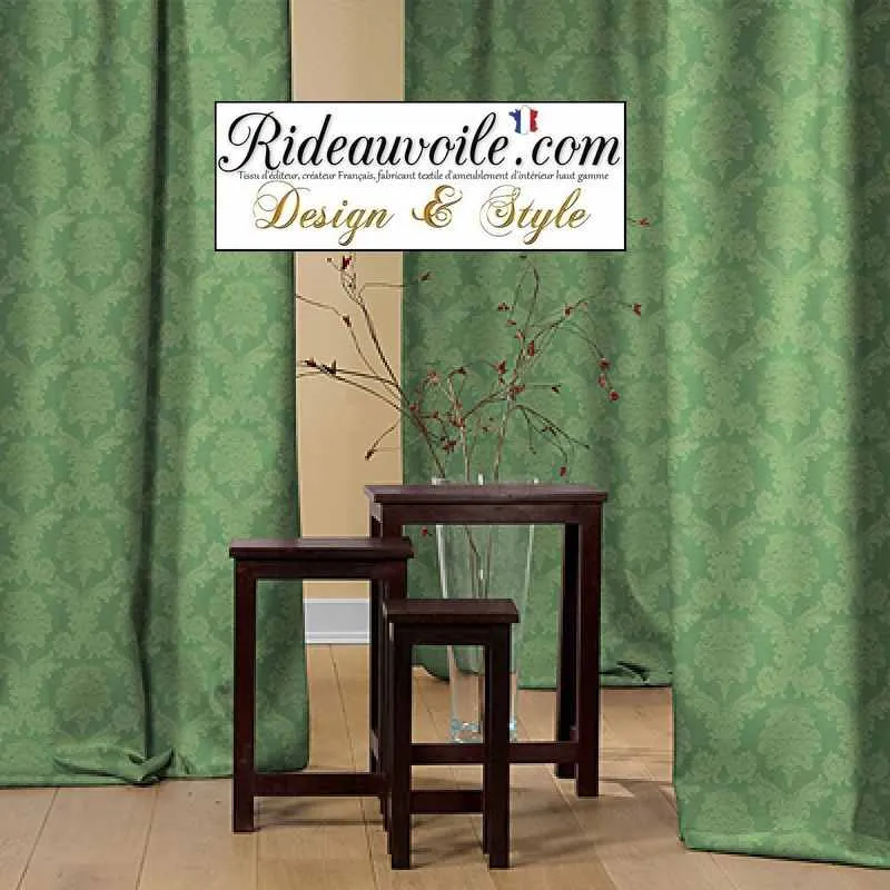 Tissu vert ameublement mètre jacquard Damasco vert rideau Damassé