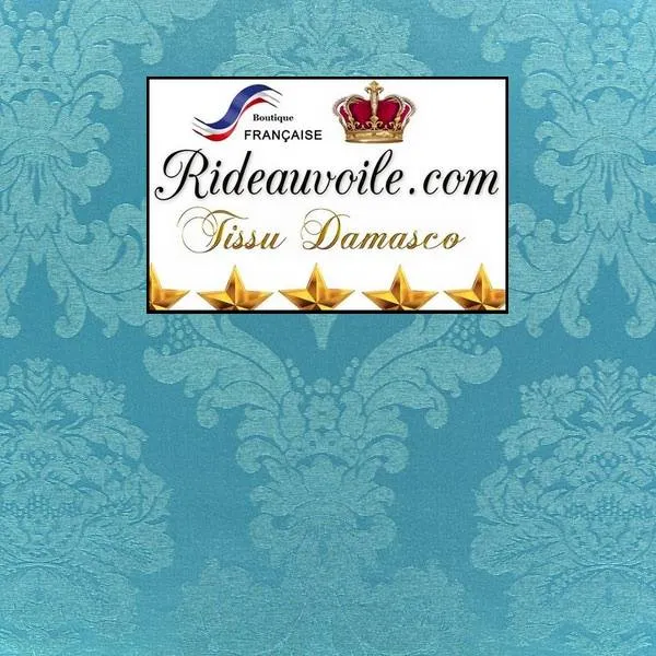 Tissu bleu ameublement au mètre jacquard Damasco turquoise rideau Damassé