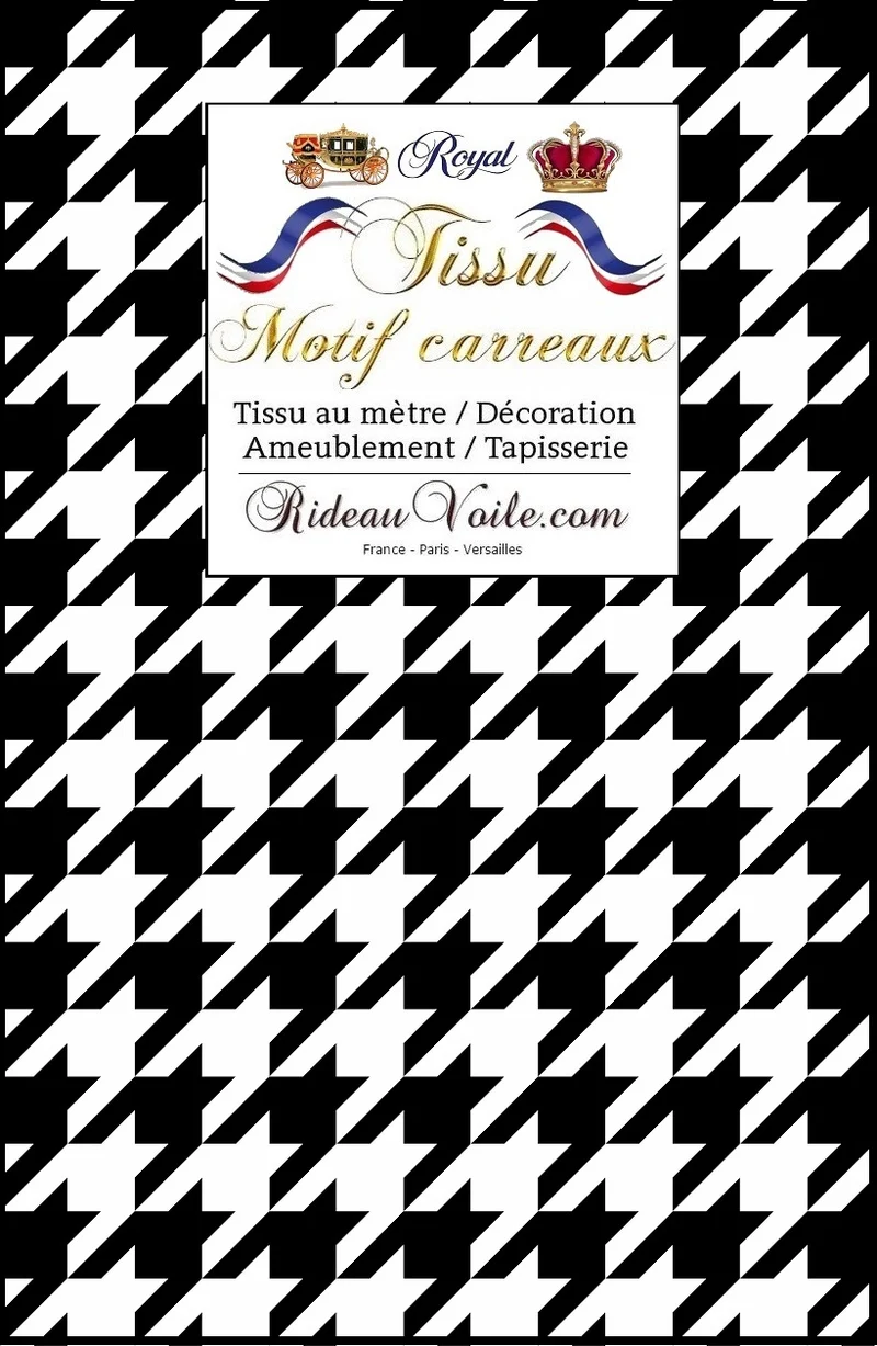 Lainage tissu ameublement motif Pied-de-poule noir blanc mètre rideau canapé