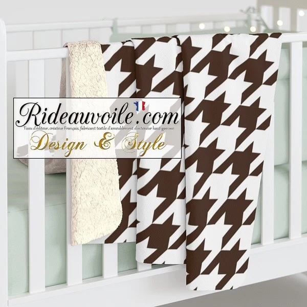 Jacquard laine tissu ameublement Pied-de-poule au mètre rideau voilage canapé