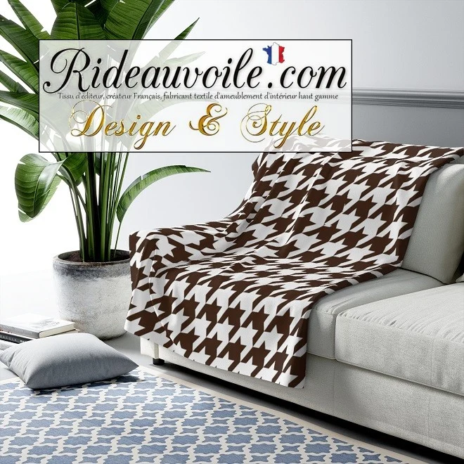 Jacquard laine tissu ameublement Pied-de-poule au mètre rideau voilage canapé