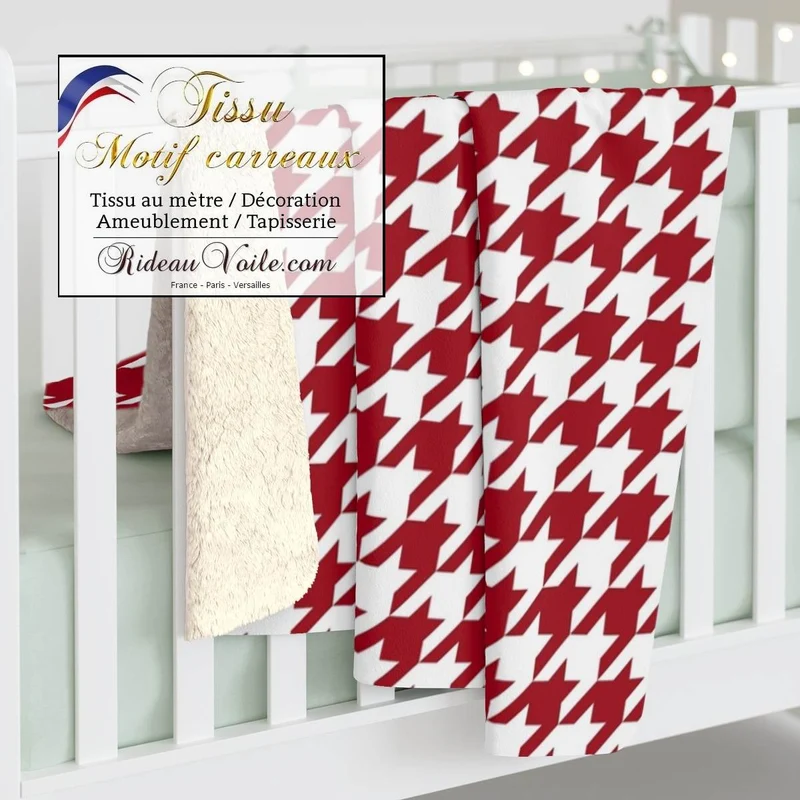 Pied-de-poule au mètre rideau voilage canapé fauteuil tissu jacquard ameublement