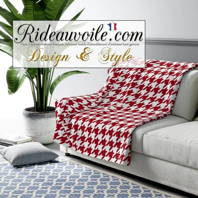 Pied-de-poule au mètre rideau voilage canapé fauteuil tissu jacquard ameublement