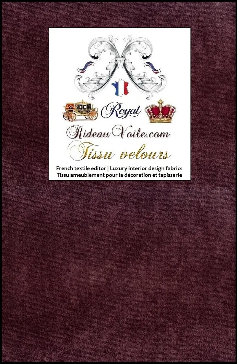 Tissu d'éditeur d'ameublement velours aubergine au mètre confection rideau