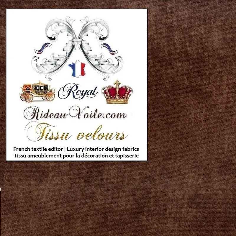 Tissu d'éditeur d'ameublement velours brun marron mètre décoratrice intérieur rideau