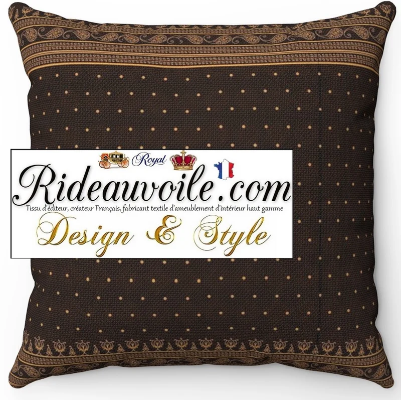 Tissu ameublement motif imprimé cachemire Indiens Paisley noir au mètre rideau