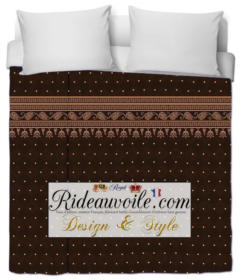 Tissu ameublement motif imprimé cachemire Indiens Paisley noir au mètre rideau