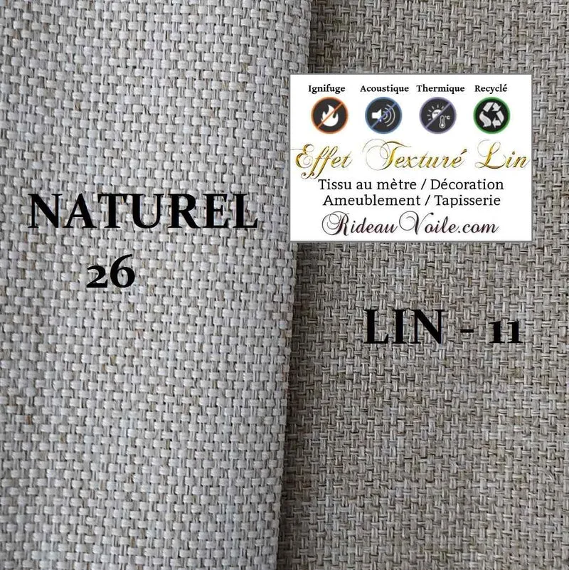 Tissu pare-solaire isolant phonique thermique effet LIN JUTE largeur 280cm ignifuge mètre