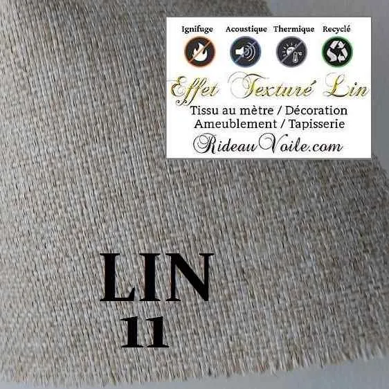 Tissu pare-solaire isolant phonique thermique effet LIN JUTE largeur 280cm ignifuge mètre