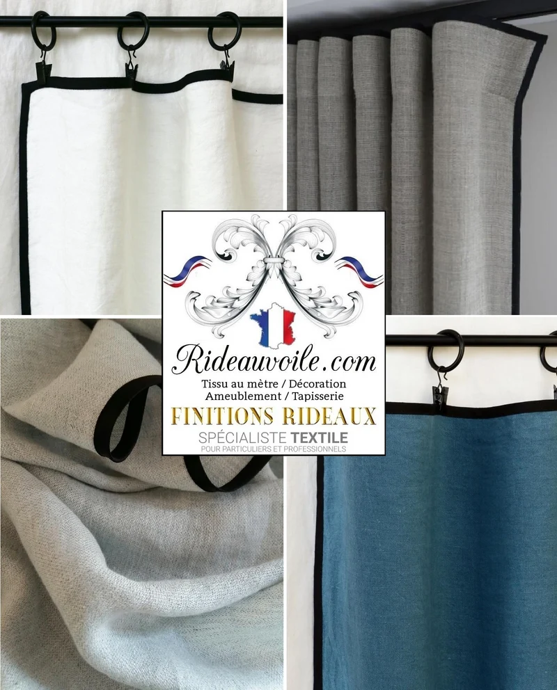 Comment choisir passementerie galon finition biais Noir bordure rideau sur mesure