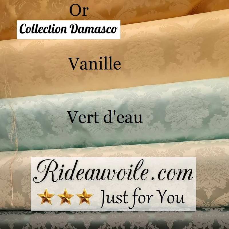Tissu ameublement Jacquard Damasco Baroque au mètre vert bleu Or gris violet