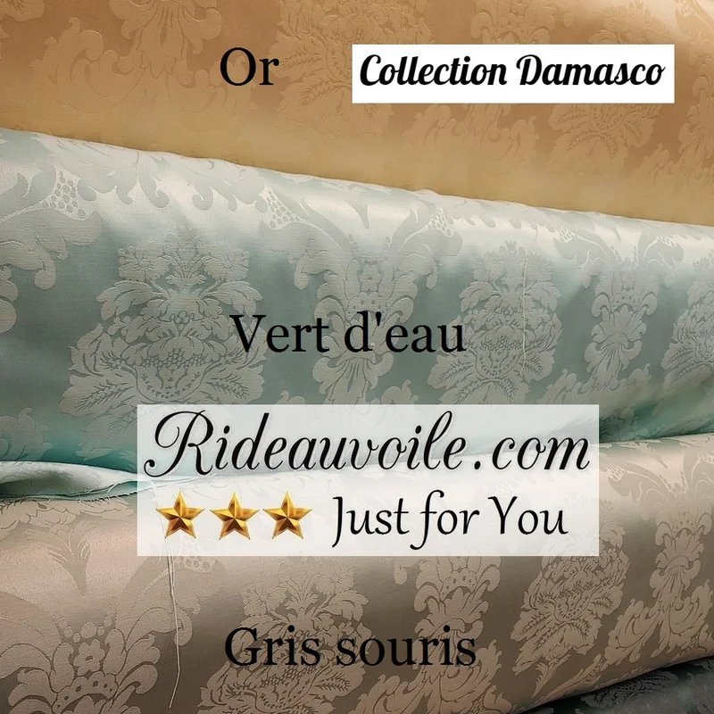 Tissu ameublement Jacquard Damasco Baroque au mètre vert bleu Or gris violet