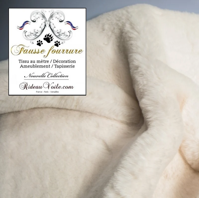 Boutique textile imitation Fausse fourrure tissu au mètre rideau vison lapin blanc cassé
