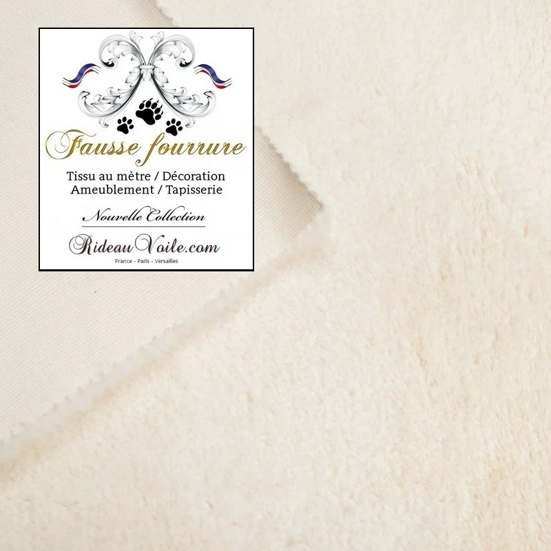 Boutique textile imitation Fausse fourrure tissu au mètre rideau vison lapin blanc cassé
