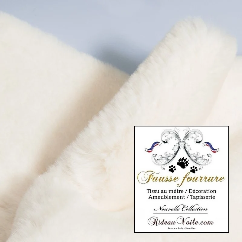 Boutique textile imitation Fausse fourrure tissu au mètre rideau vison lapin blanc cassé
