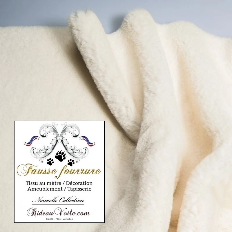 Boutique textile imitation Fausse fourrure tissu au mètre rideau vison lapin blanc cassé