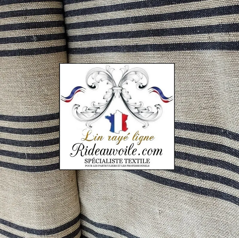 Toile Lin tapissier à matelas rayures bisonne coutil à lignes rayés blanc noir écru mètre