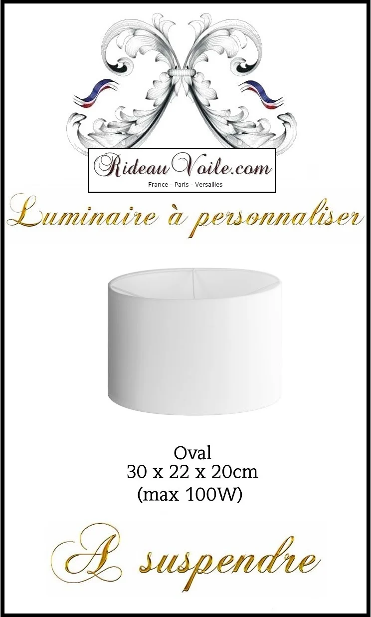 Création luminaire sur mesure Abat-jour ovale tissu motif imprimé à suspendre