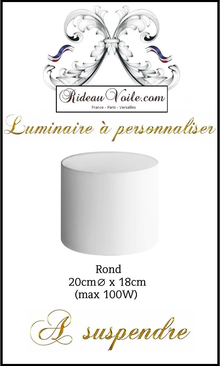Rénovation création Abat jour rond 20cm x 18cm à suspendre tissu motif luminaire