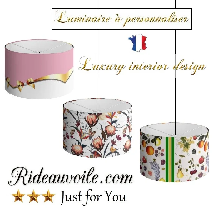 Créatrice art Luminaire éclairage Abat-jour 40cm x 25cm à suspendre tissu imprimé