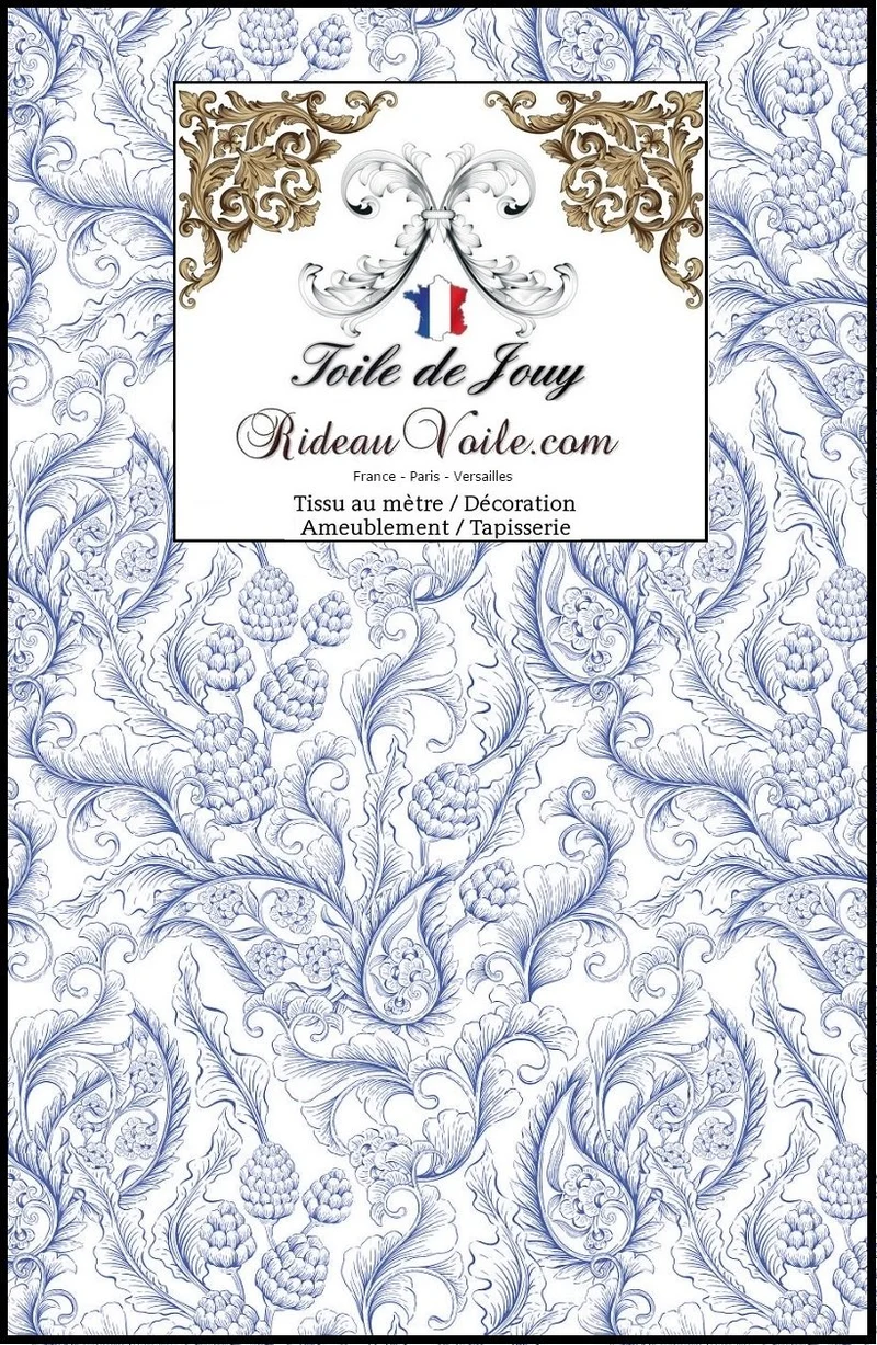 Classique Toile de Jouy bleu tissu Sari imprimé Indien ameublement mètre rideau