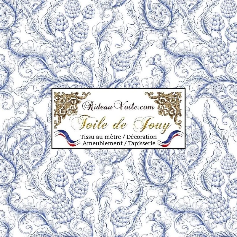 Classique Toile de Jouy bleu tissu Sari imprimé Indien ameublement mètre rideau