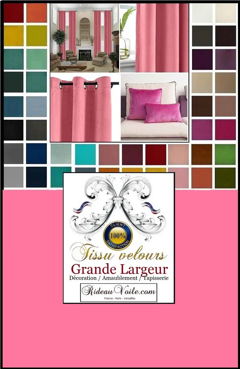 Tissu ameublement velours rose grande largeur au mètre rideaux canapé coussin
