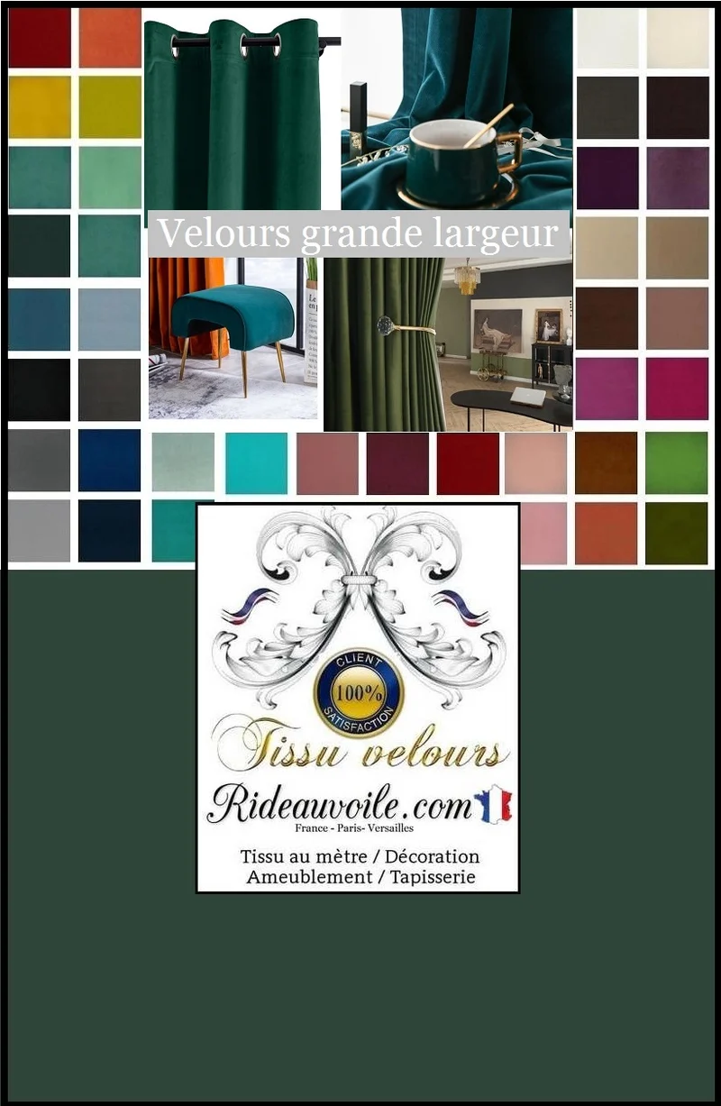 Tissu mètre d'ameublement grande largeur velours vert sapin rideaux canapé