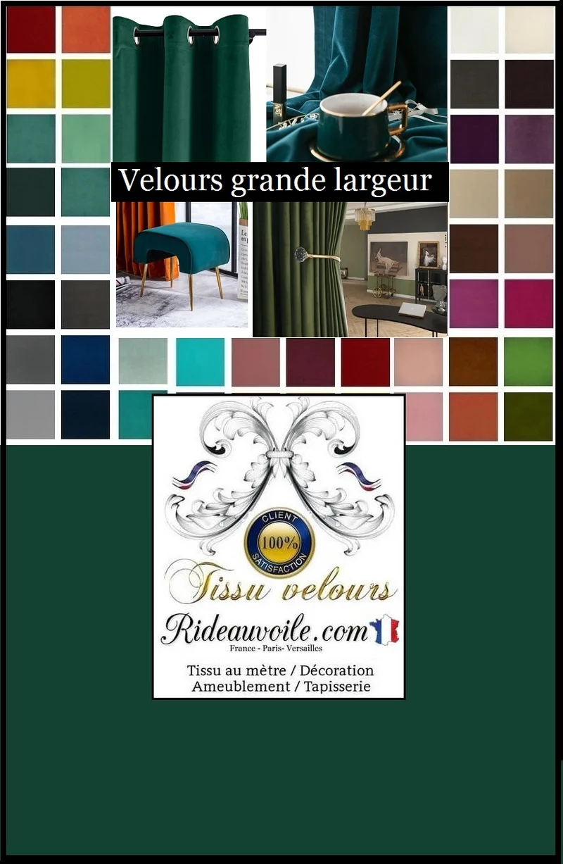 Sélection tissu mètre d'ameublement grande largeur velours vert rideaux canapé