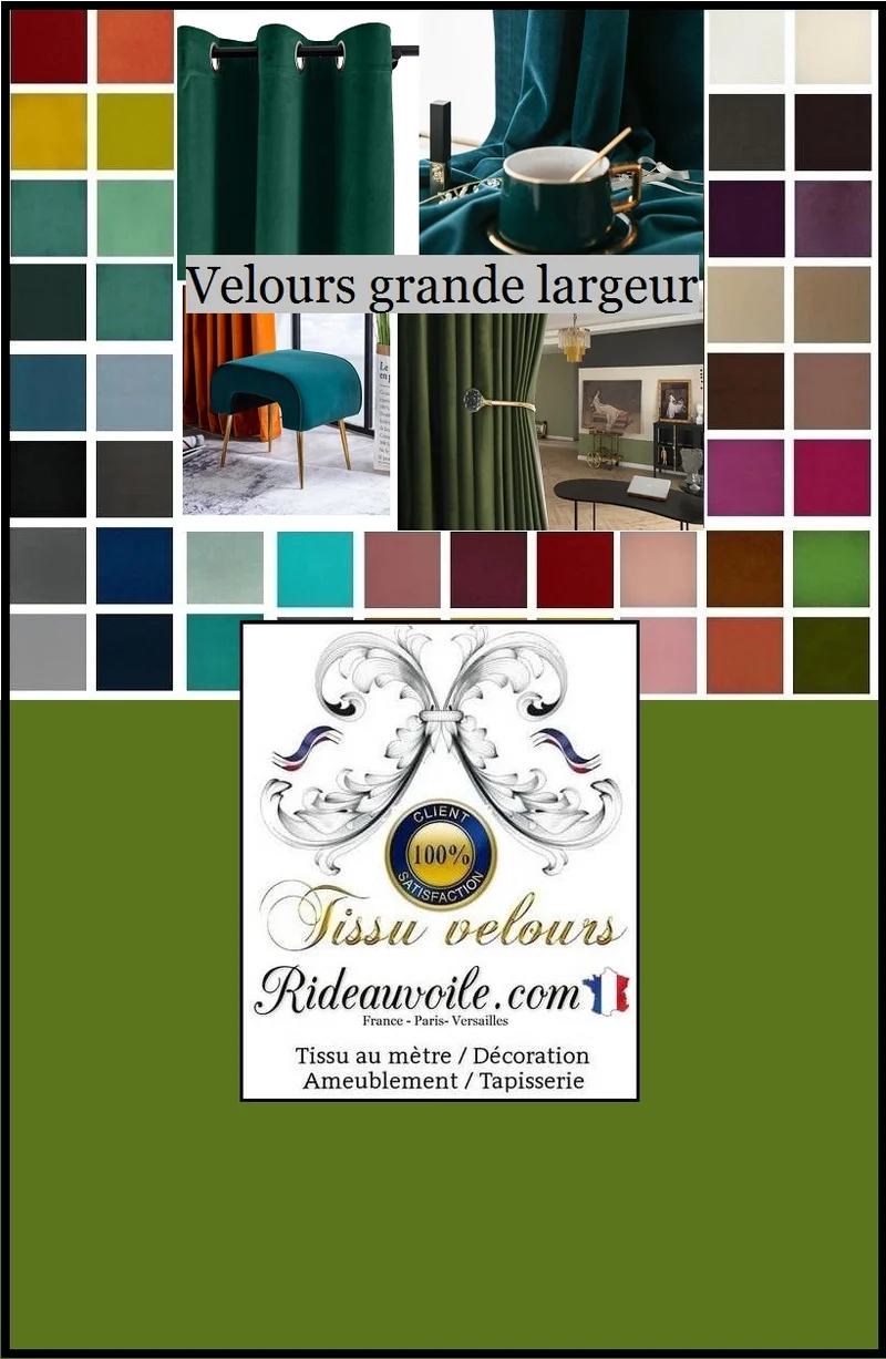 Tissu mètre éditeur textile ameublement grande largeur velours vert rideaux canapé
