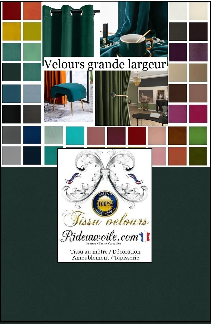 Tissu éditeur textile ameublement velours vert rideaux canapé grande largeur