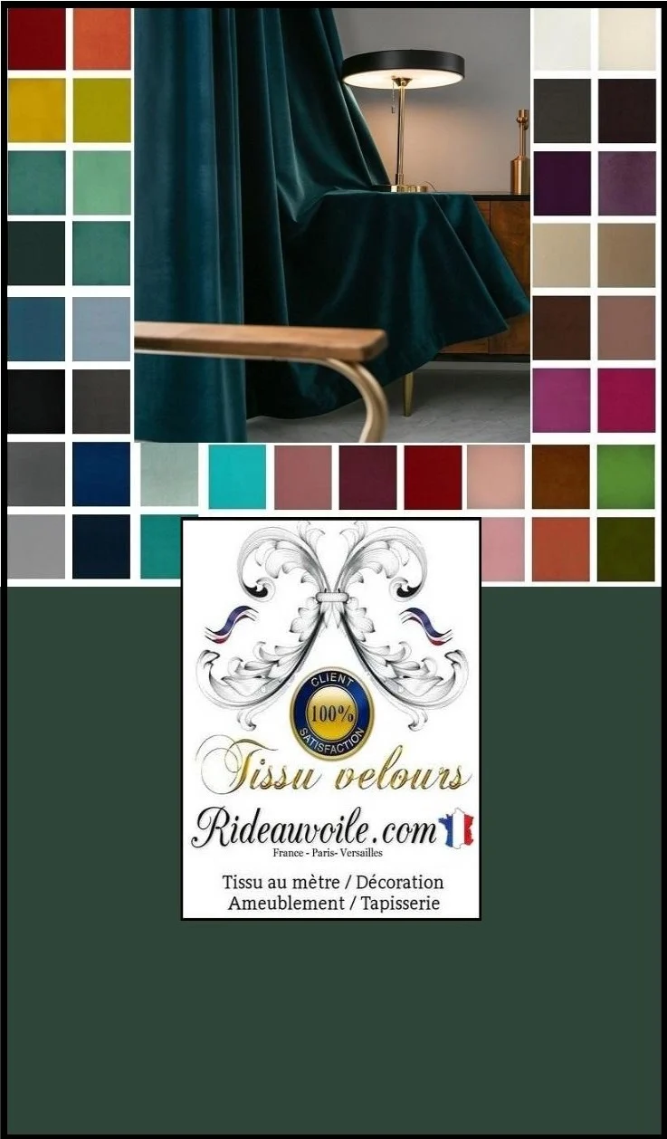 Tissu grande largeur ameublement velours vert au mètre rideau store sur mesure
