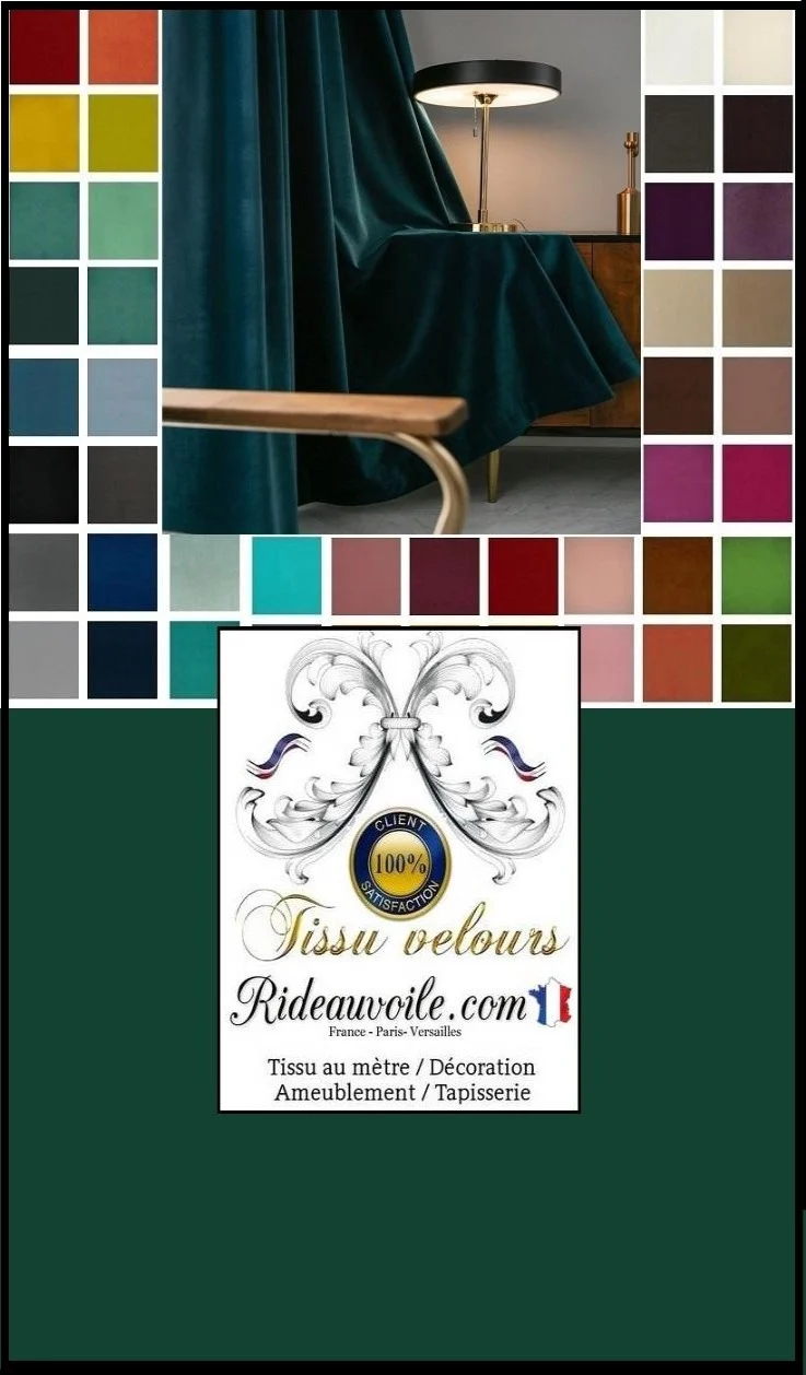 Tissu ameublement velours vert au mètre décoratrice intérieur rideau sur mesure