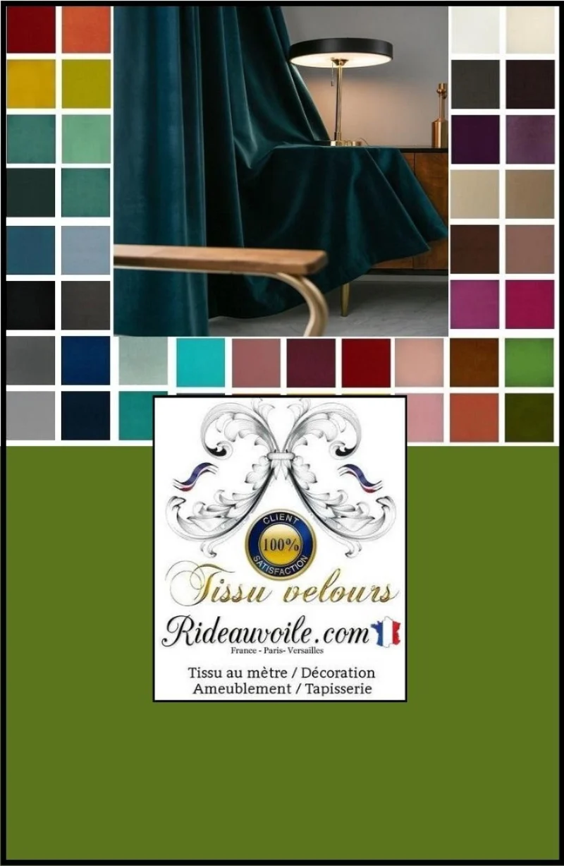 Tissu ameublement velours vert au mètre décoratrice intérieur rideau canapé