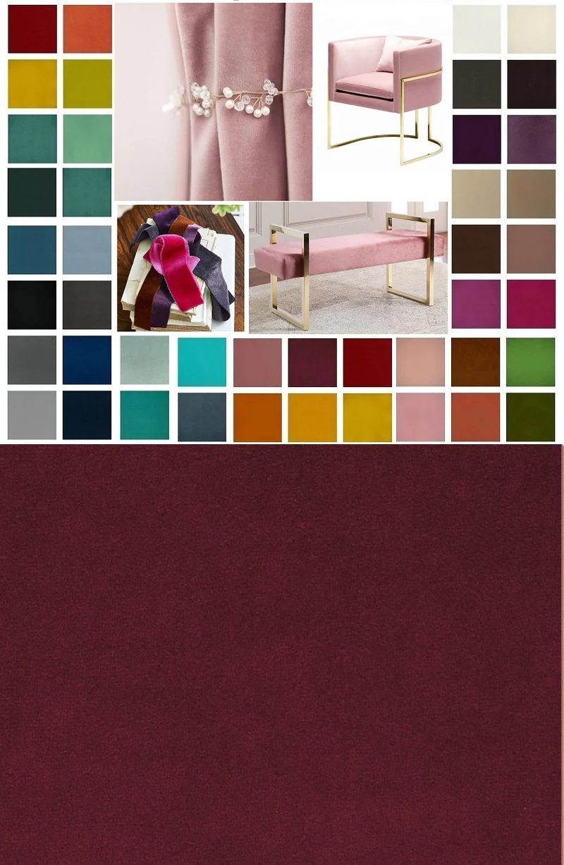 Framboise Velours Rose tissu grande largeur au mètre rideaux canapé fauteuil