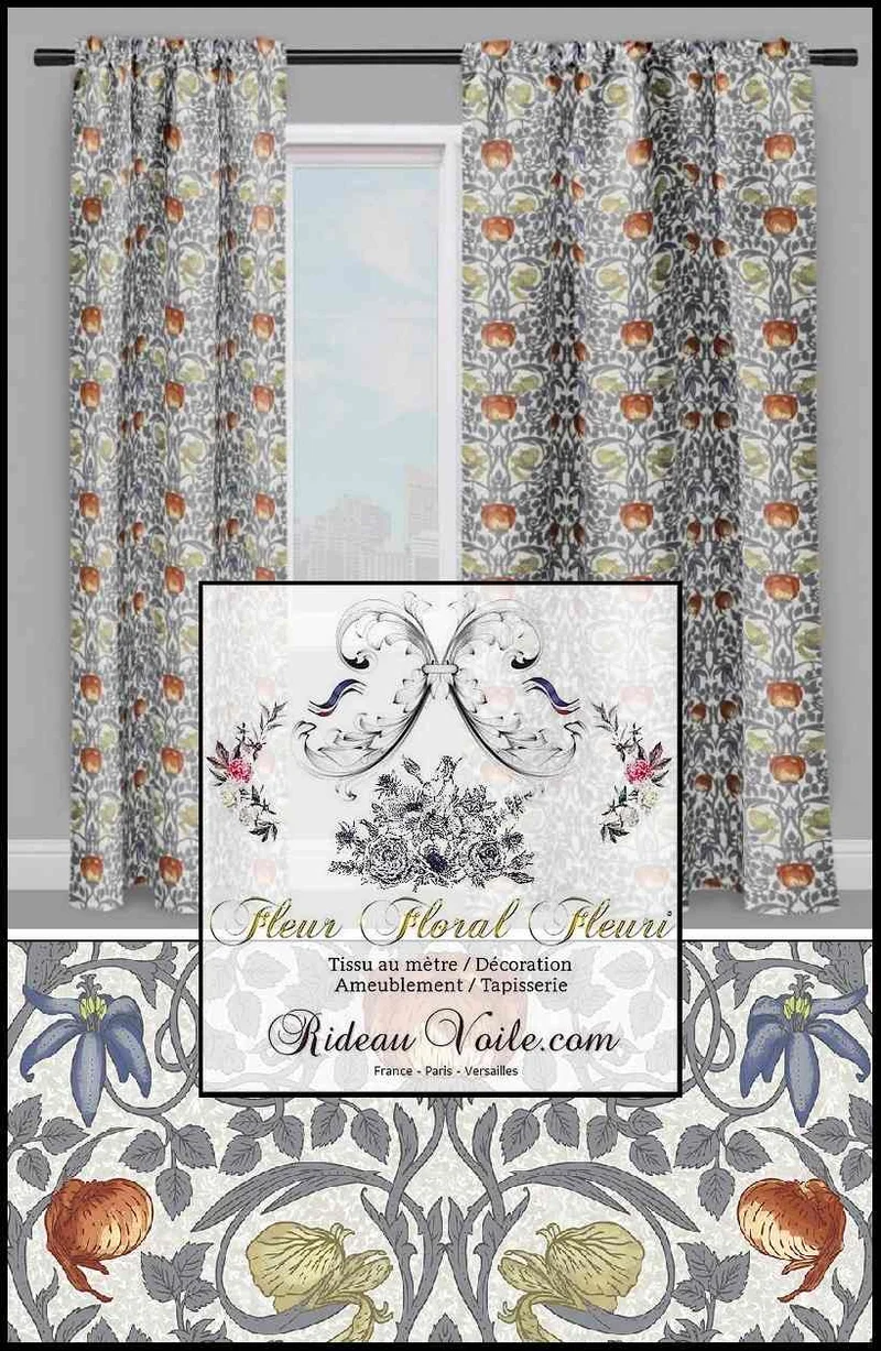 Tissu floral ameublement mètre motif fleurs décoratrice architecte intérieur society