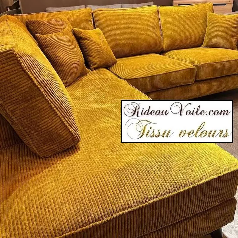 Tissu Fourrure de velours côtelé Jaune Or mètre rideau décoration sur mesure