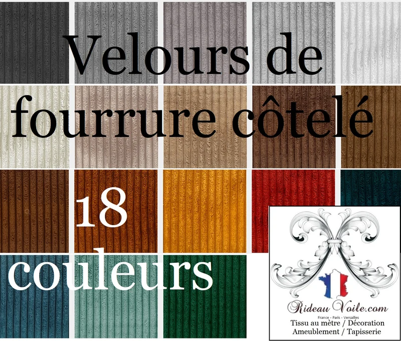 Fourrure de velours côtelé BLEU nuit mètre rideau plaid coussin couture mesure