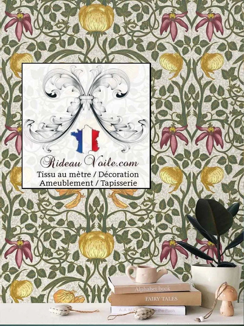 Tissu ameublement floral Or haute gamme 100% coton mètre rideau confection