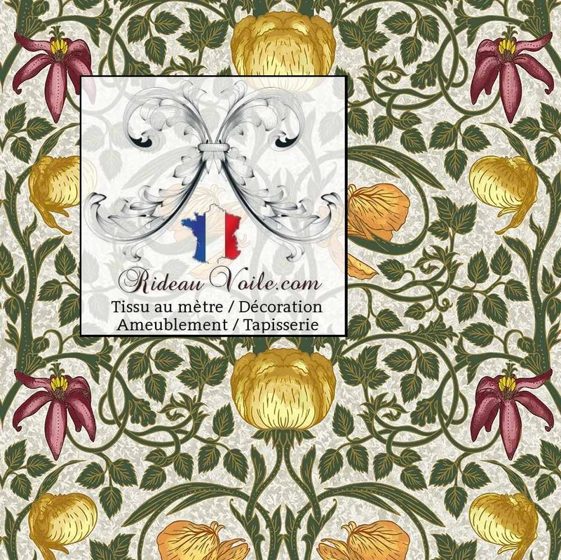 Tissu ameublement floral Or haute gamme 100% coton mètre rideau confection