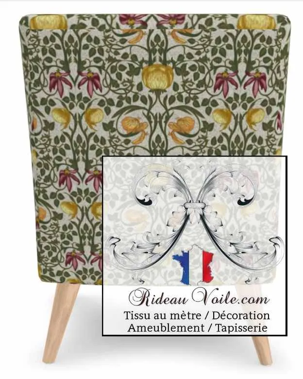 Tissu ameublement floral Or haute gamme 100% coton mètre rideau confection