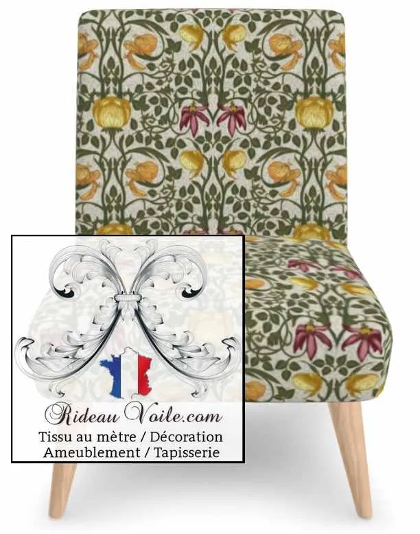 Tissu ameublement floral Or haute gamme 100% coton mètre rideau confection