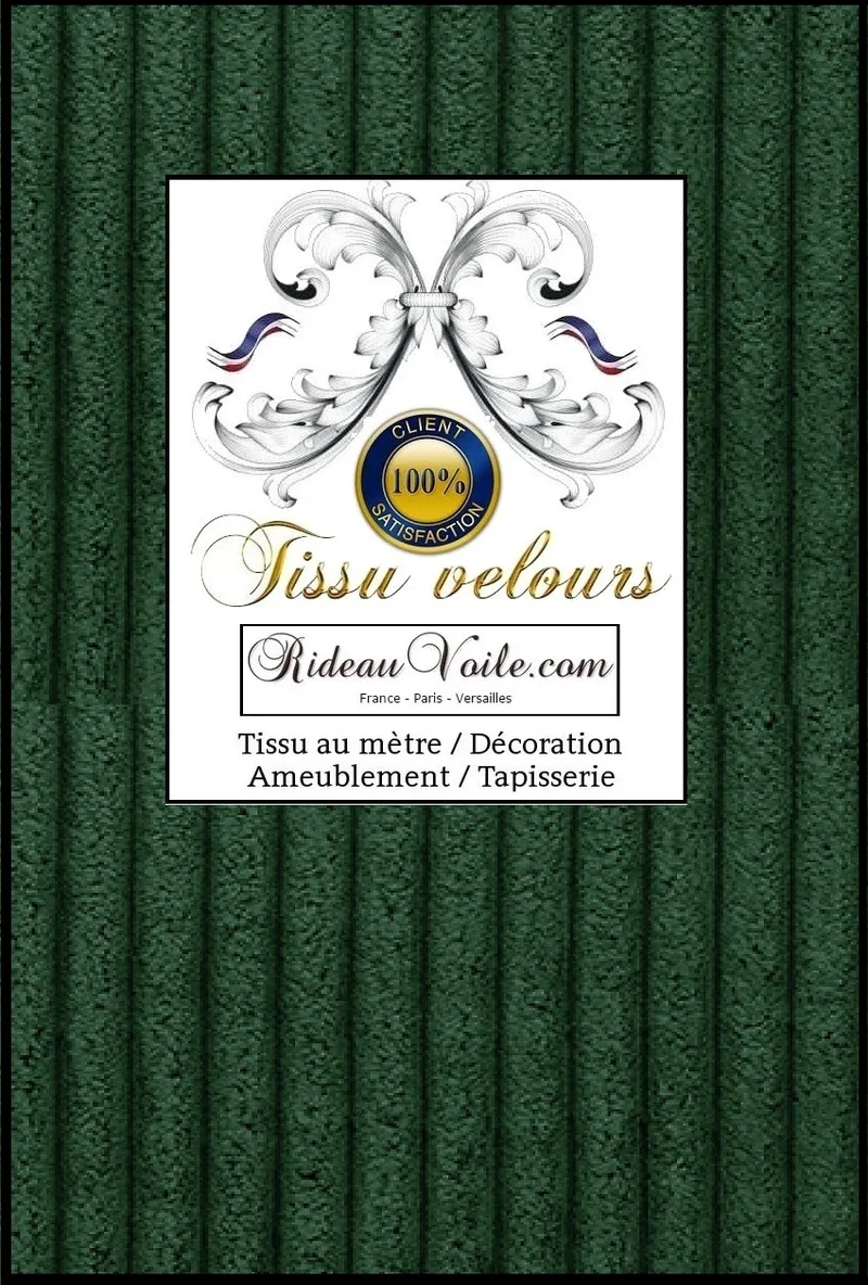 Tissu velours de fourrure côtelé VERT au mètre rideau plaid rénov canapé murale