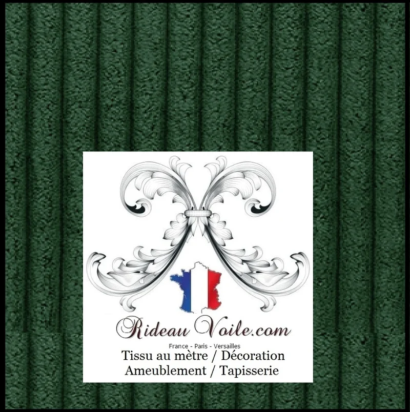 Tissu velours de fourrure côtelé VERT au mètre rideau plaid rénov canapé murale