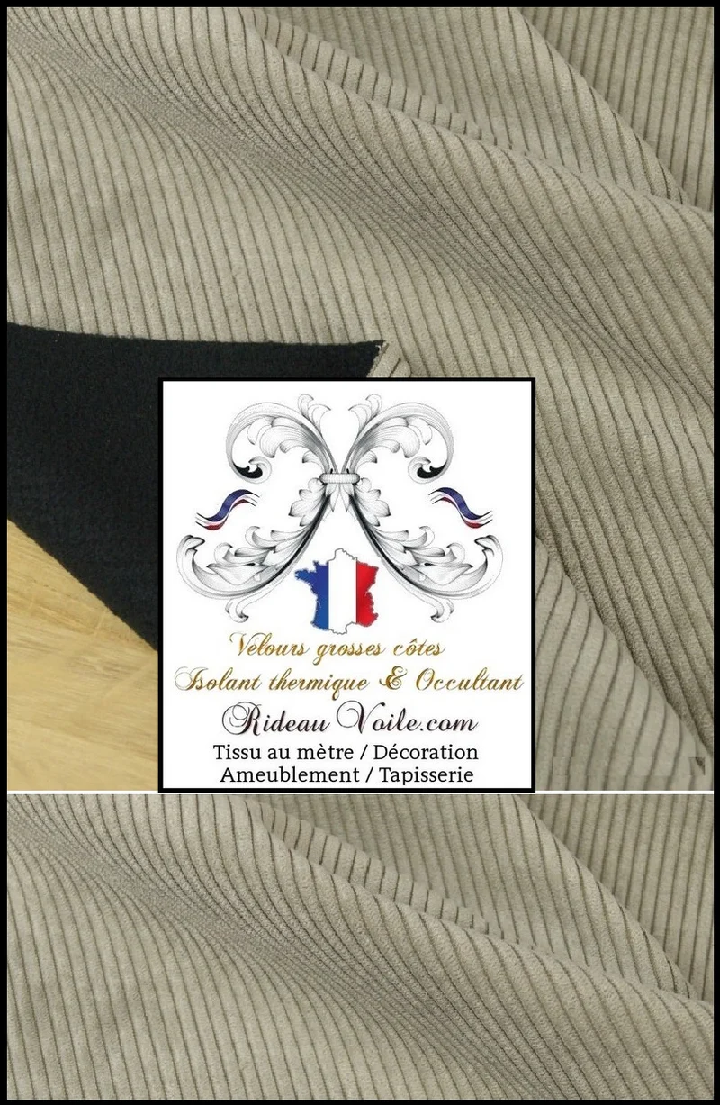 Velours Gris isolation rideau Tissu Occultant ignifugé thermique Acoustique mètre