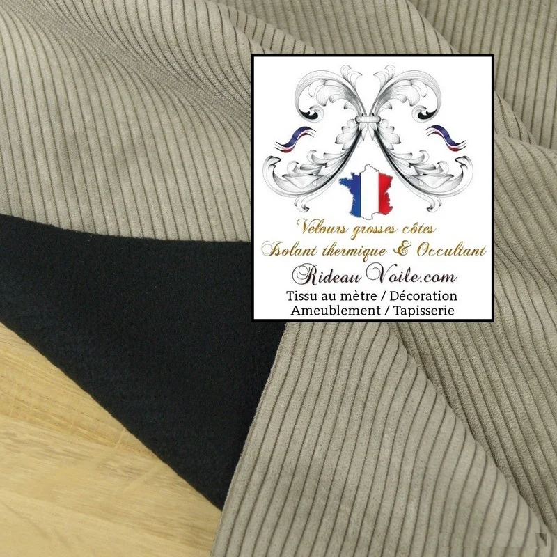 Velours Gris isolation rideau Tissu Occultant ignifugé thermique Acoustique mètre