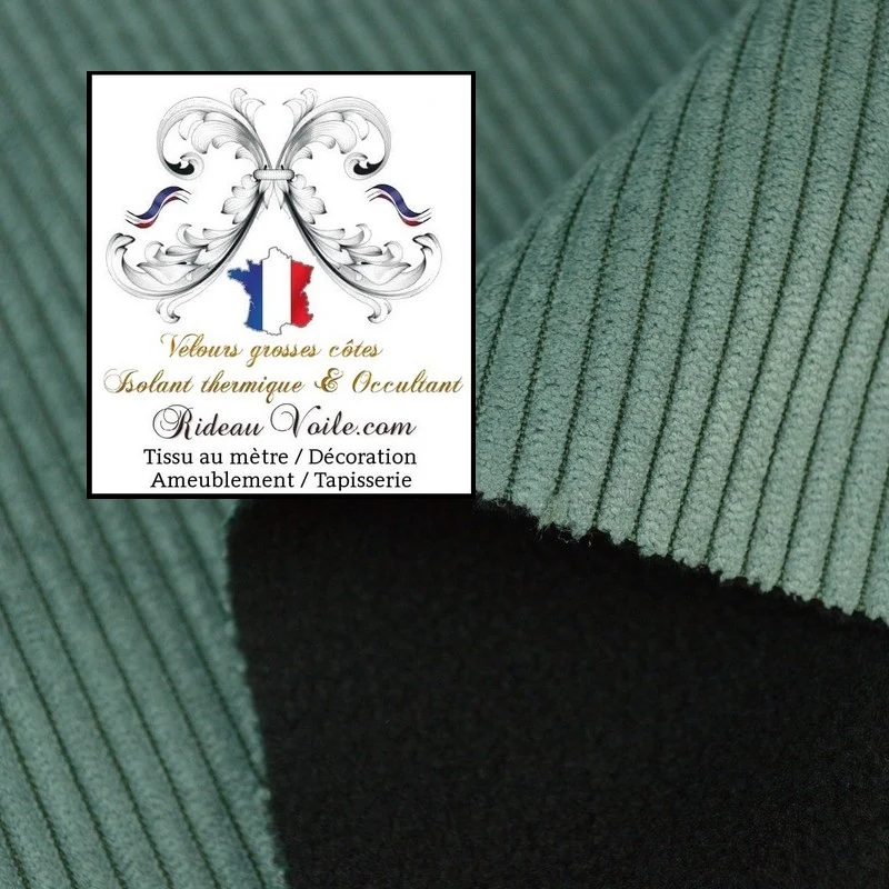 Velours vert isolation rideau Occultant ignifugé thermique Acoustique mètre
